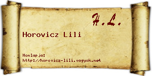 Horovicz Lili névjegykártya